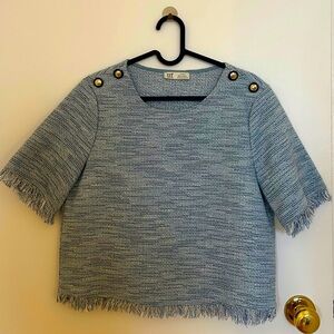 Zara Blue Tweed Top